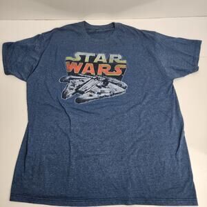 Star Wars Millennium Falcon Blue Graphic Short Sleeve T-Shirt Men's Size 2XL